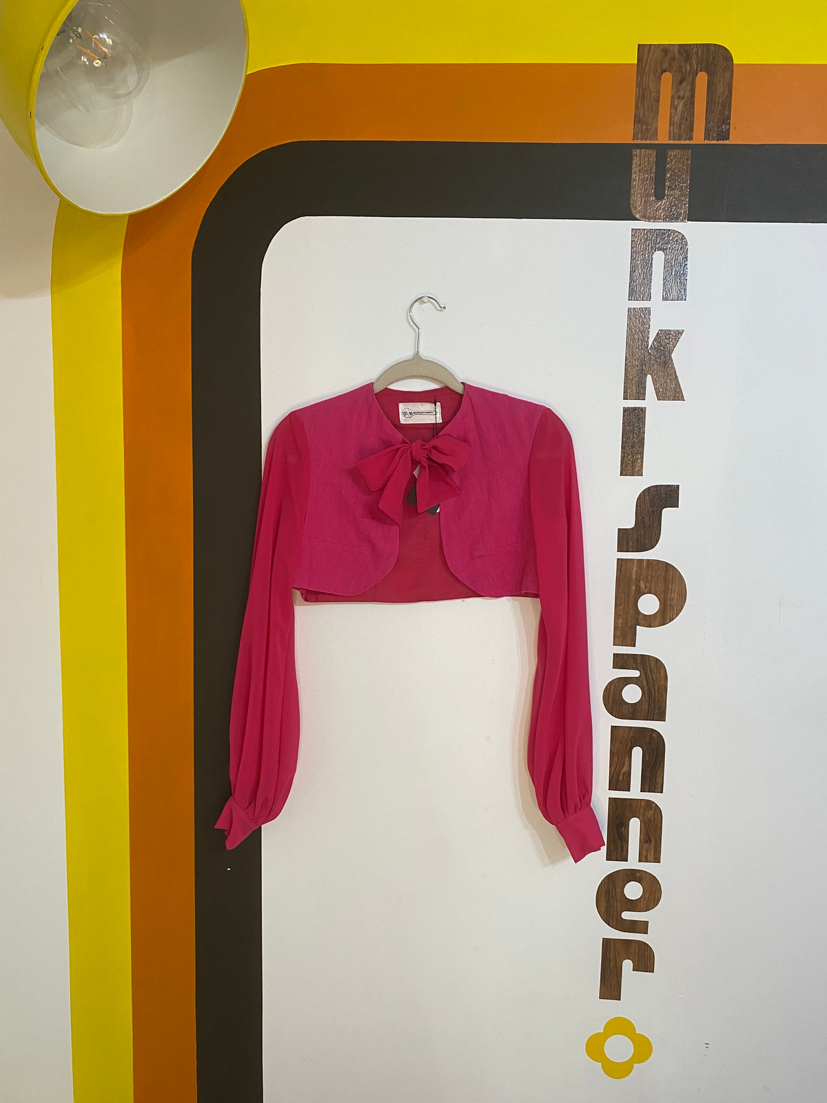 Vintage Munkispanner Original - Mod Cerise Linen and Chiffon Dress Suit. Payment options available.