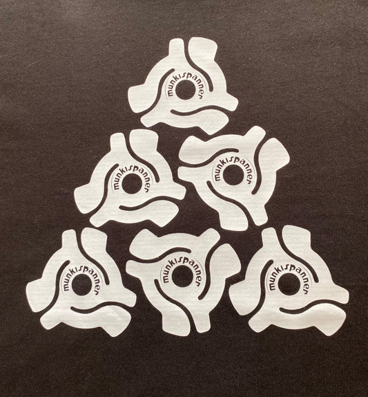Munkispanner Ladies Black and White 45rpm Adapter T-shirt Size L