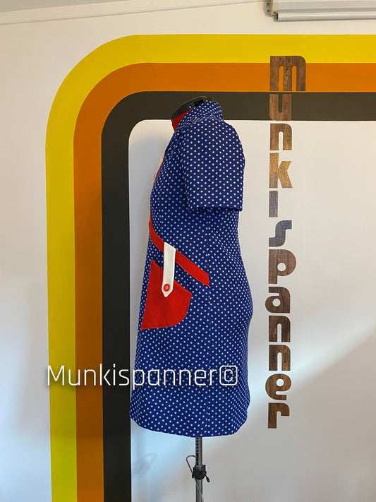 Munkispanner Revamped Vintage - Navy, White and Red Diamond Dress