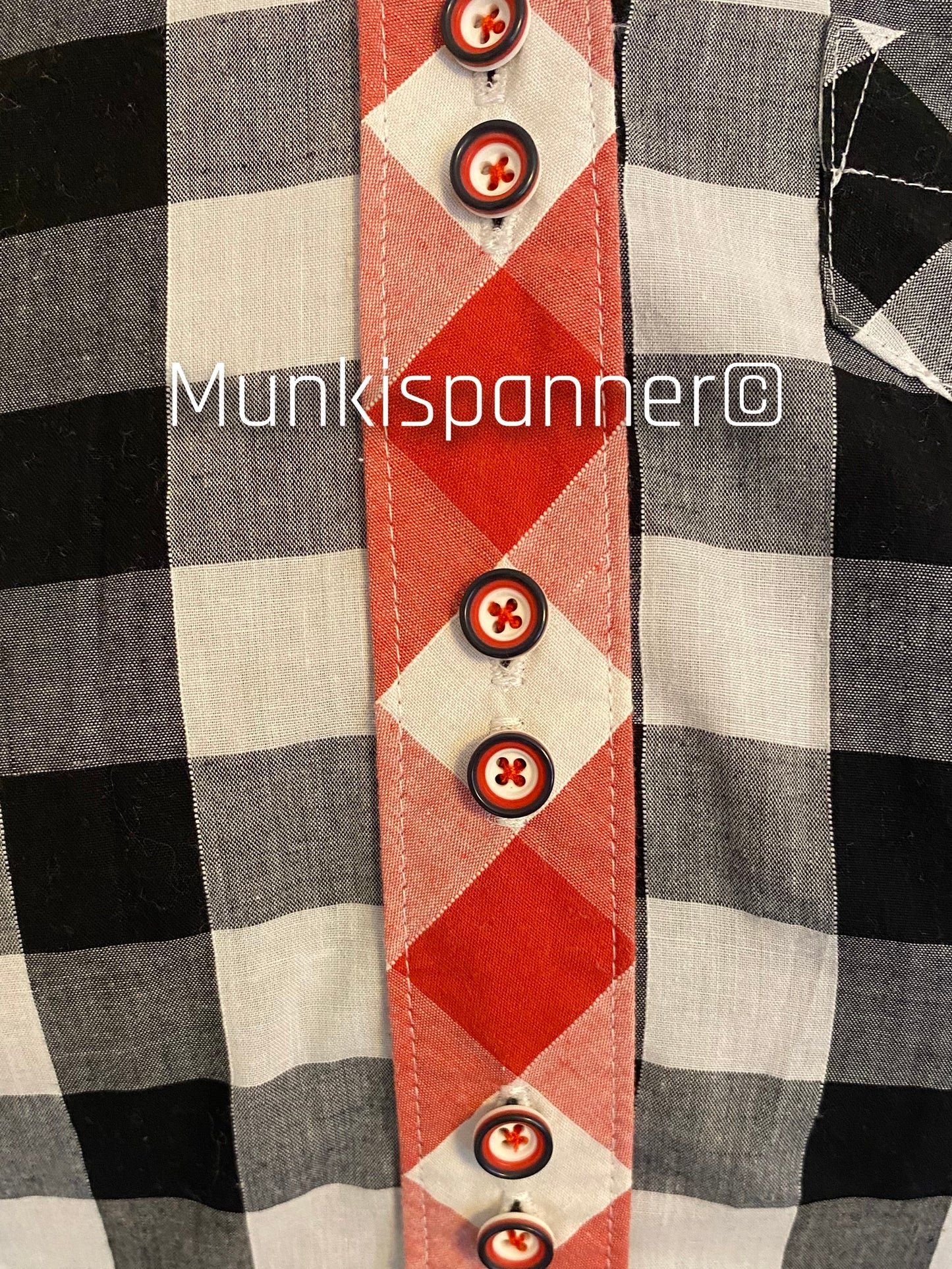 Sample Sale - Munkispanner Original Black, White and Red Oversized Gingham Shirt Dress