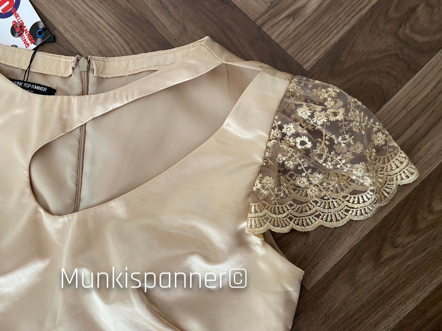 Sample Sale - Munkispanner Original Nude Peach Cut Out Lace Dress