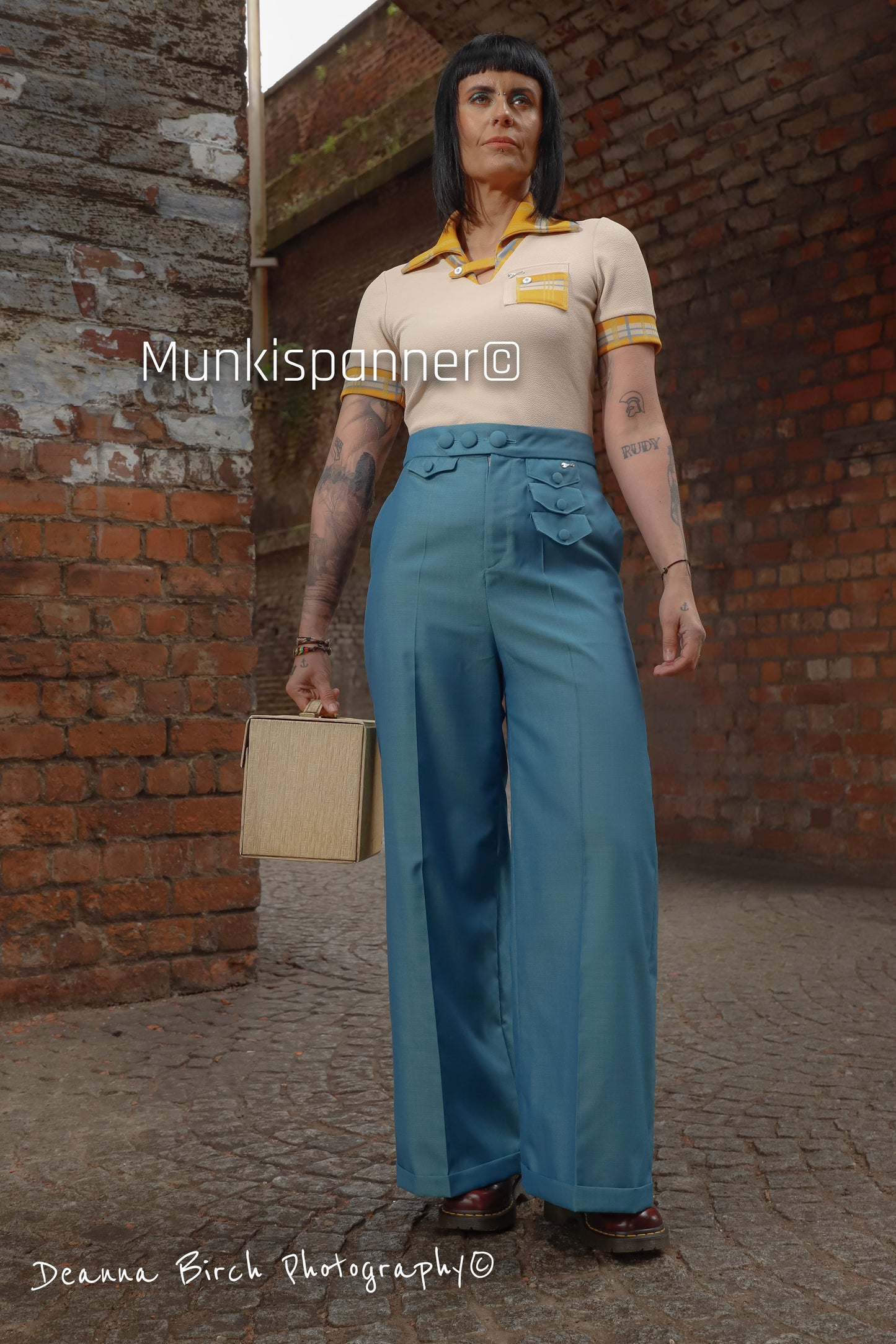 Made to order 3 pocket 1970’s Style, Wide Leg Trousers - Munkispanner Original. Payment Options Available.