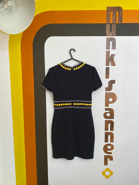 Munkispanner Revamped Vintage - Black, White and Yellow flower Dress. Payment options available