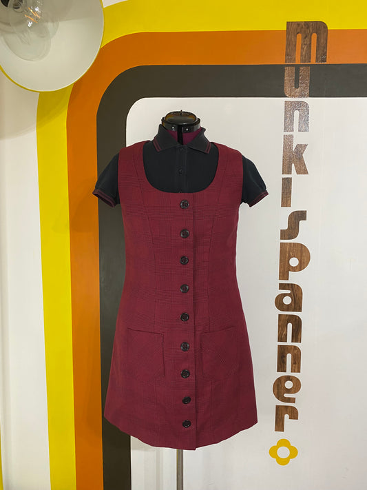 Vintage Munkispanner Original -  Cherry Red and Black POW check pinafore - payment options available