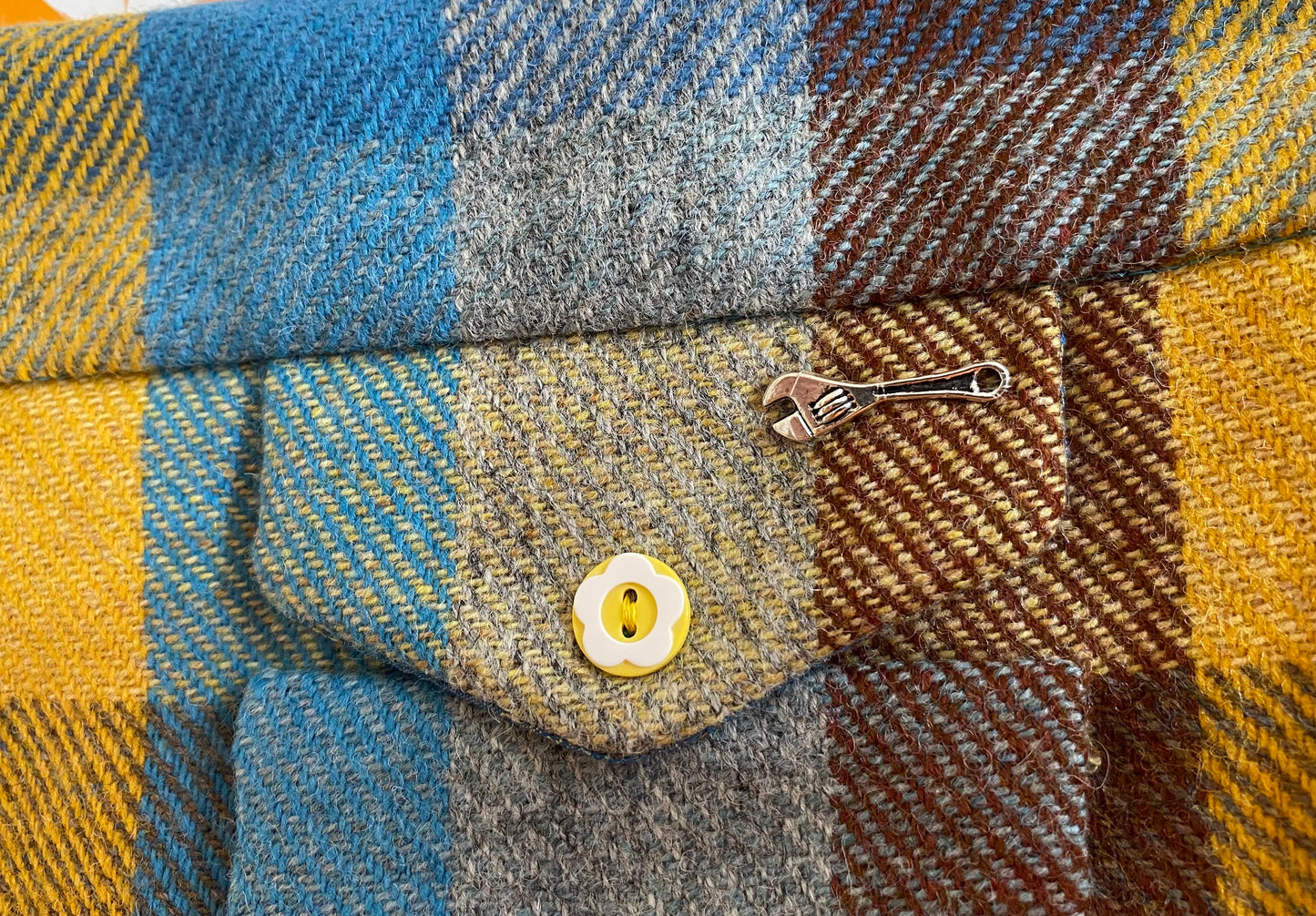 Made to order 3 pocket Multi Colour Oversized  Checked Skirt - Munkispanner Original. Payment Options Available.