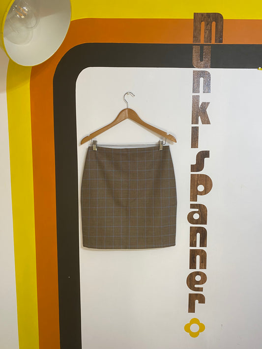 Sample Sale - Munkispanner Original Tailored Pure New Wool Checked Skirt. Payment options available.