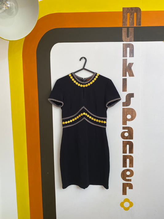 Munkispanner Revamped Vintage - Black, White and Yellow flower Dress. Payment options available