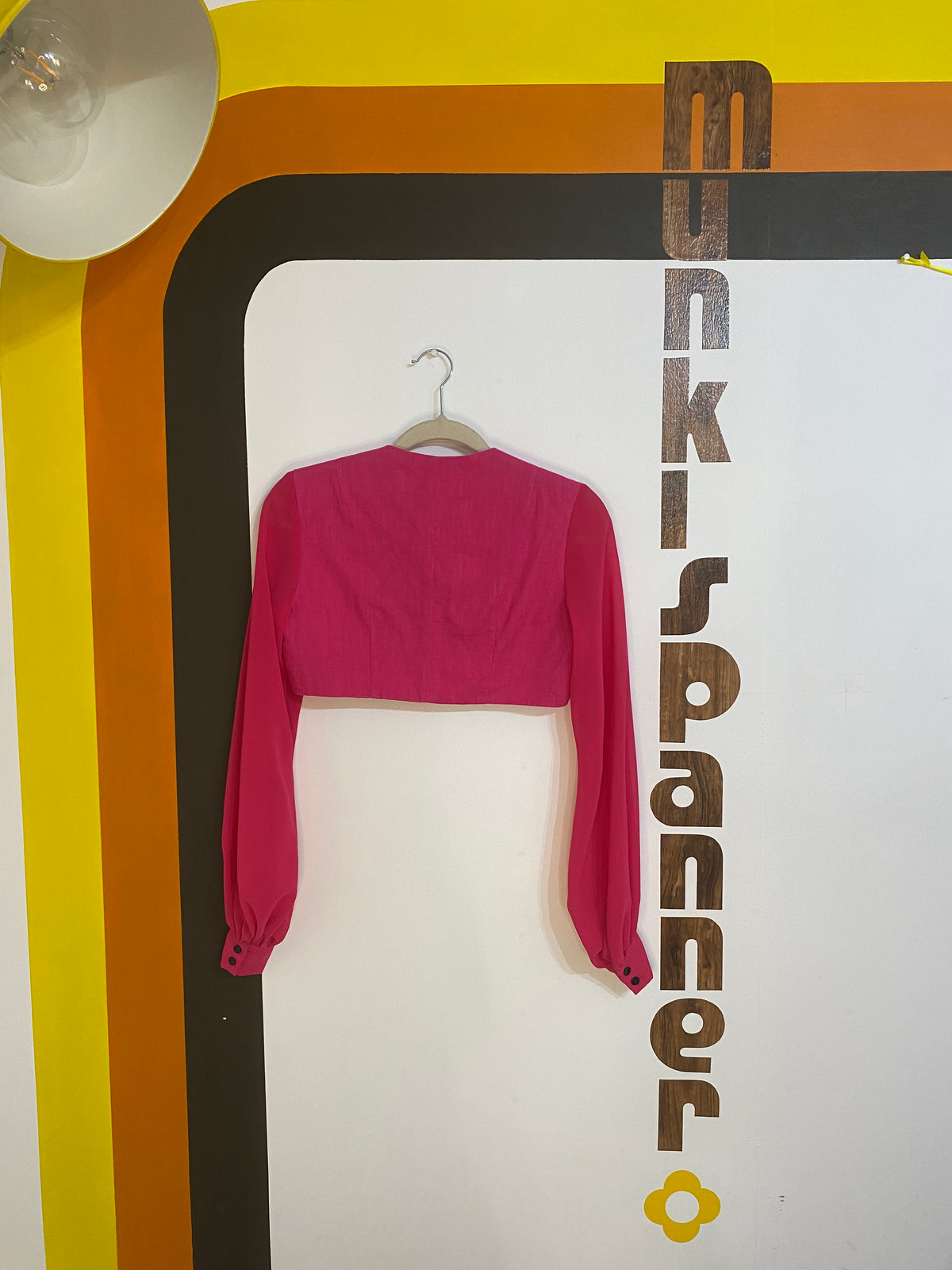 Vintage Munkispanner Original - Mod Cerise Linen and Chiffon Dress Suit. Payment options available.