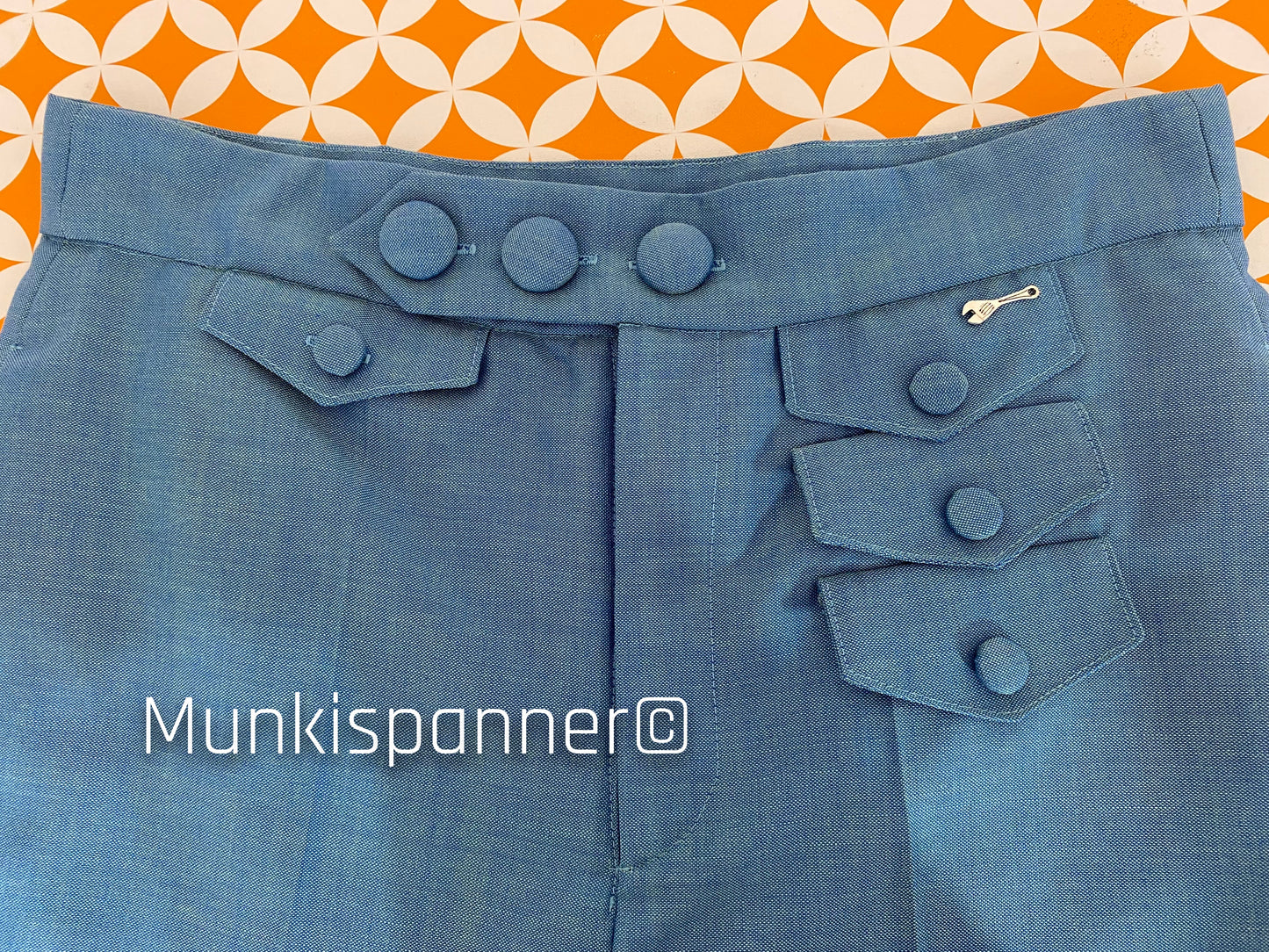 Made to order 3 pocket 1970’s Style, Wide Leg Tonic Trousers - Made in your own Tonic/Fabric. Munkispanner Original. Payment Options Available.