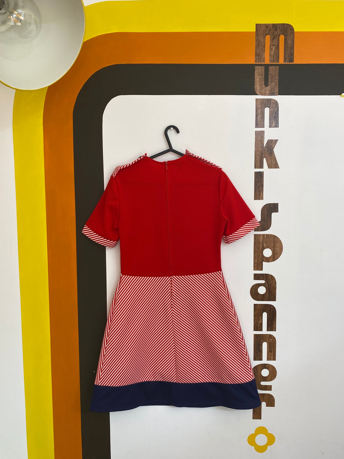 Munkispanner Revamped Vintage - Red, White and Navy Tab Shoulder Dress. Payment options available