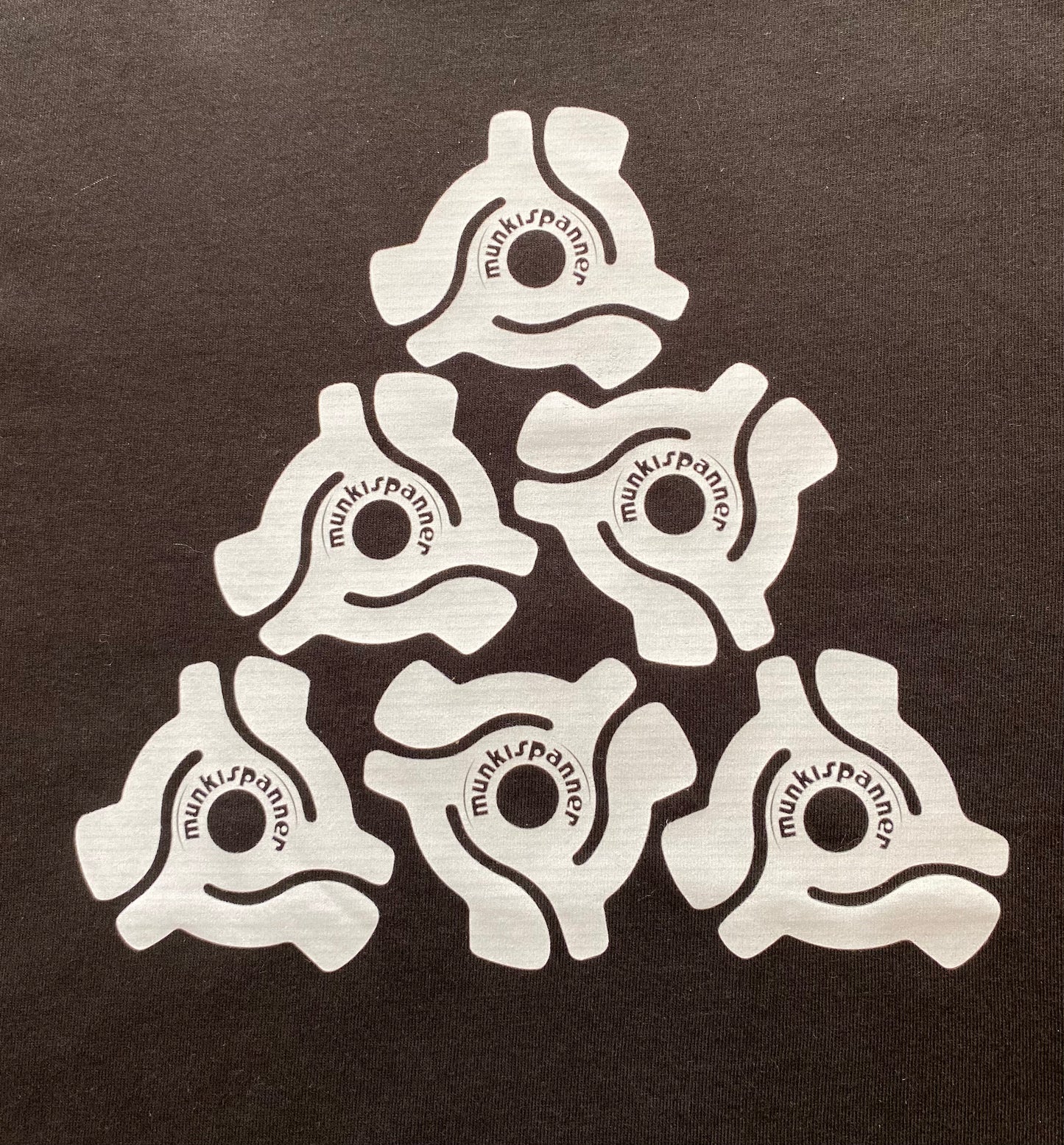 Munkispanner Ladies Black and White 45rpm Adapter T-shirt Size L