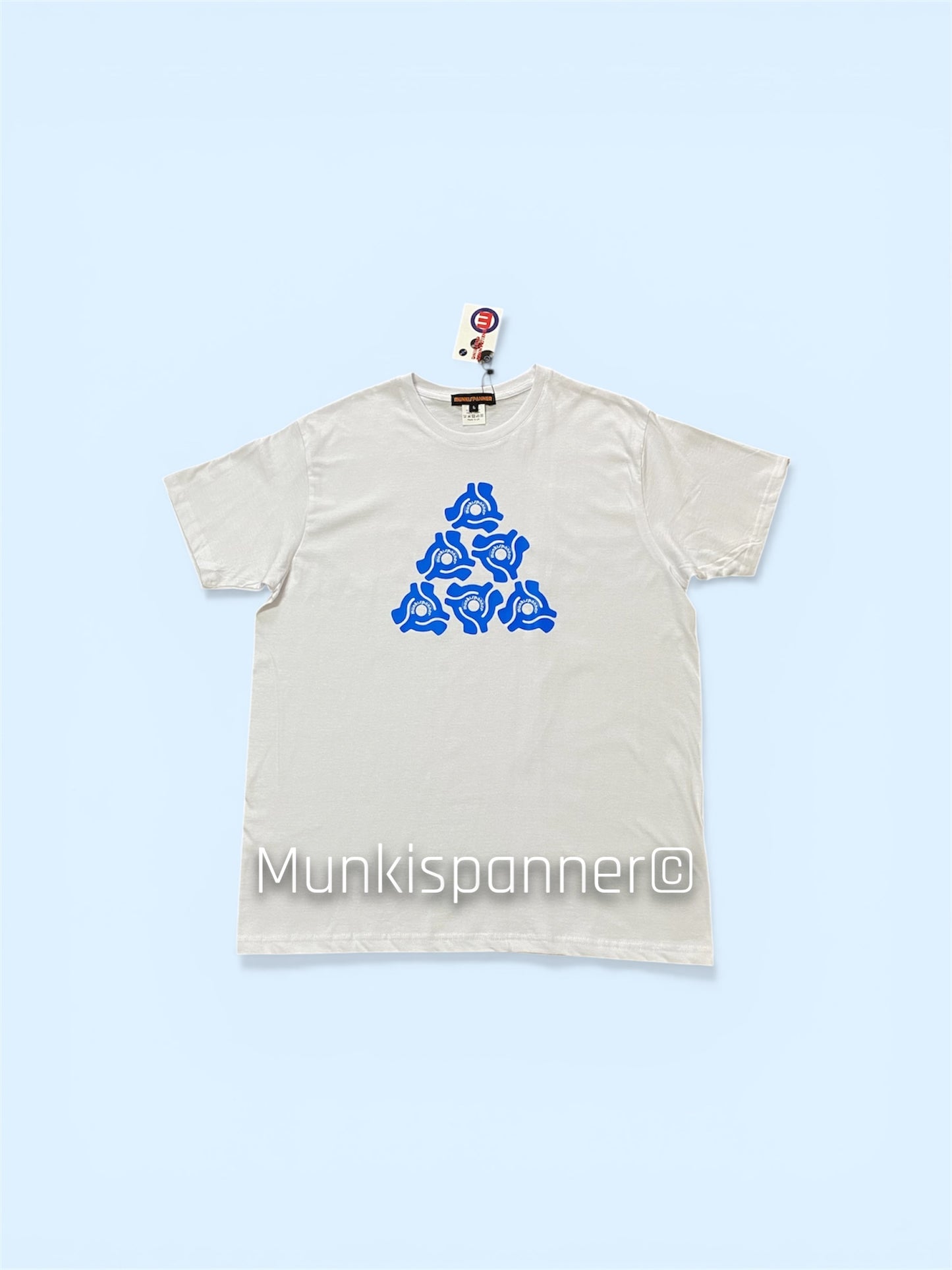 Munkispanner Men’s White 45rpm Adapter T-shirt Size L