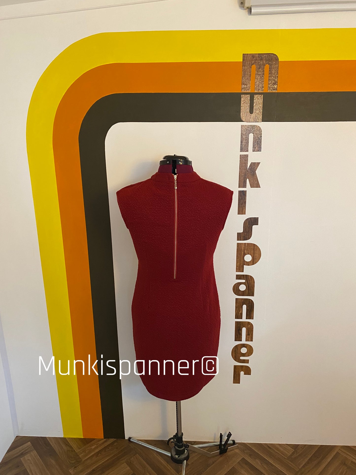 Munkispanner Revamped Vintage - Burgundy and Mustard Stripe Dress