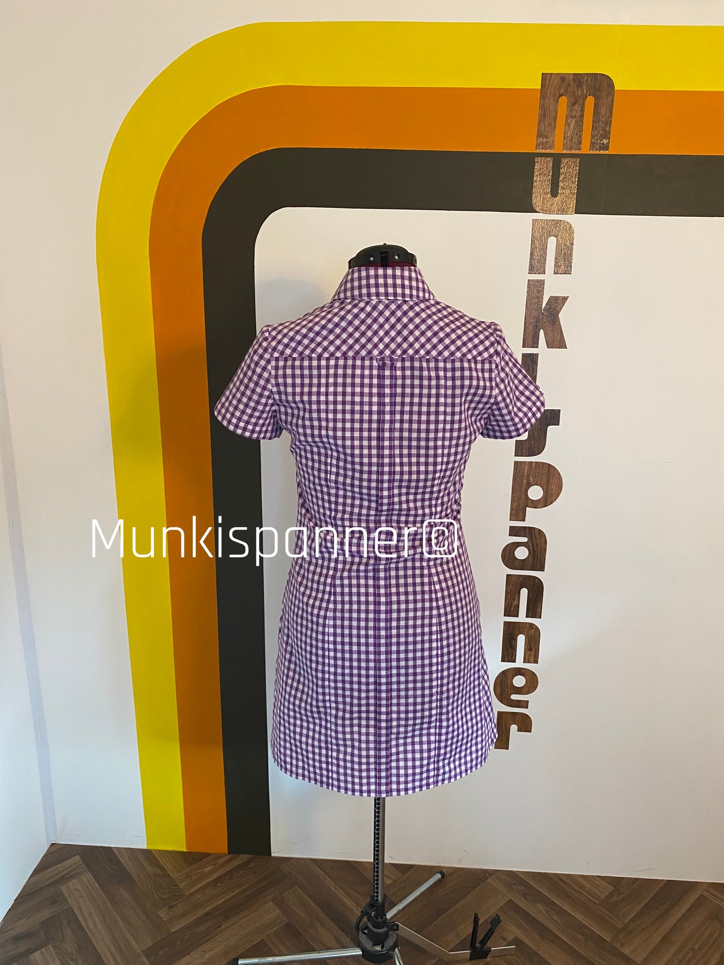 Sample Sale - Munkispanner Original Purple Gingham Shirt Dress