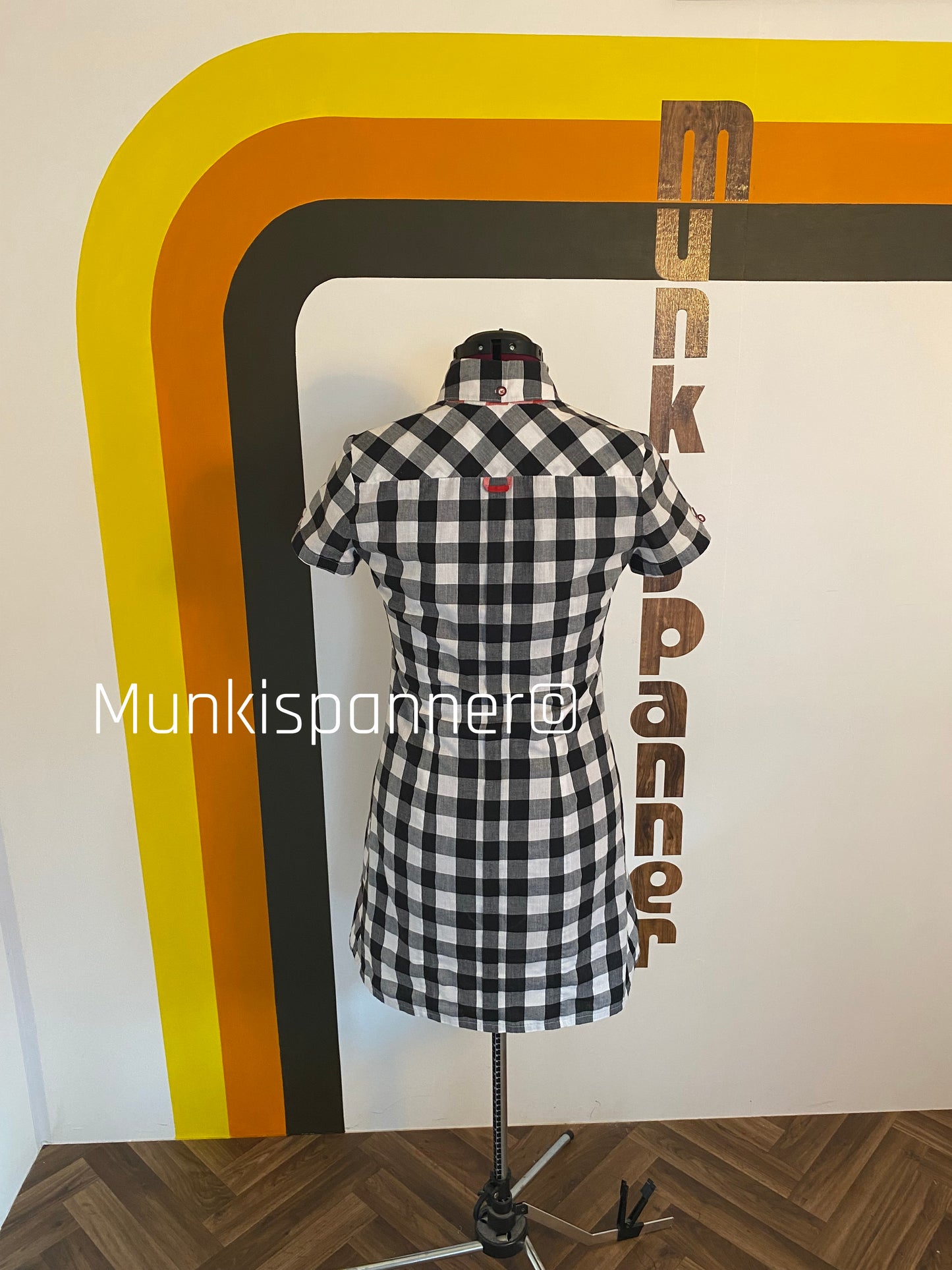 Sample Sale - Munkispanner Original Black, White and Red Oversized Gingham Shirt Dress