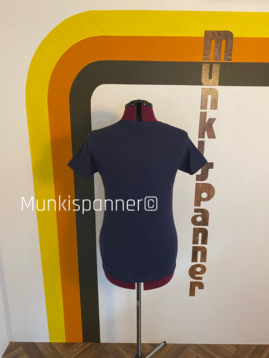 Munkispanner Ladies Navy 45rpm Adapter T-shirt Size M