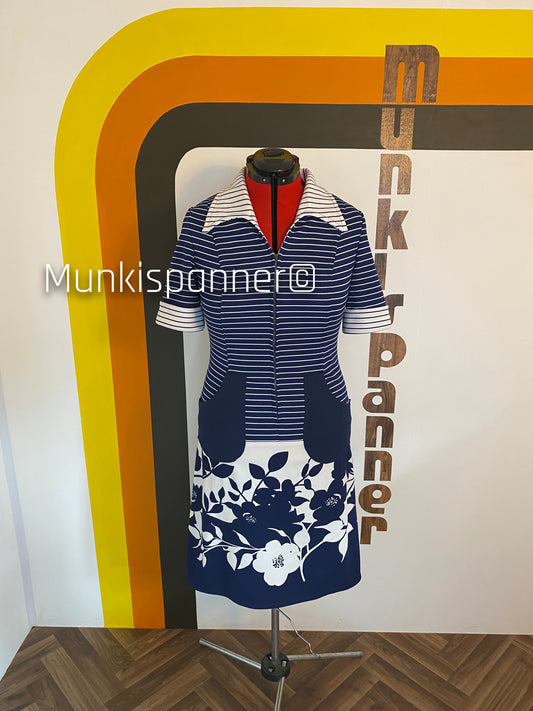 Munkispanner Revamped Vintage - Navy and White Stripe and Flower Dress