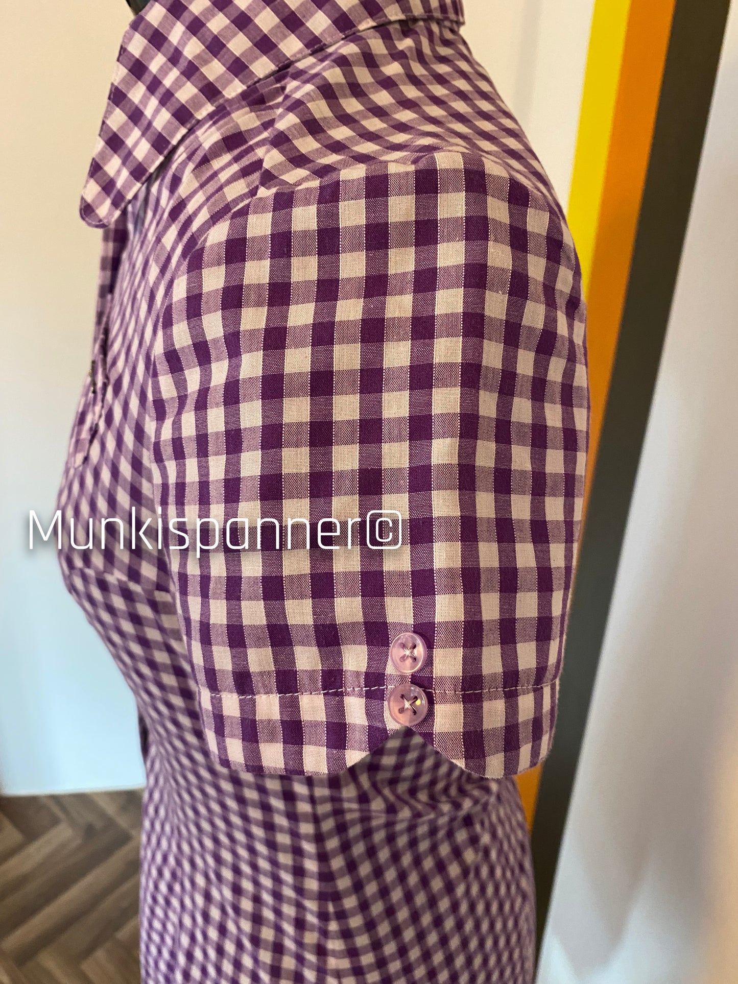 Sample Sale - Munkispanner Original Purple Gingham Shirt Dress