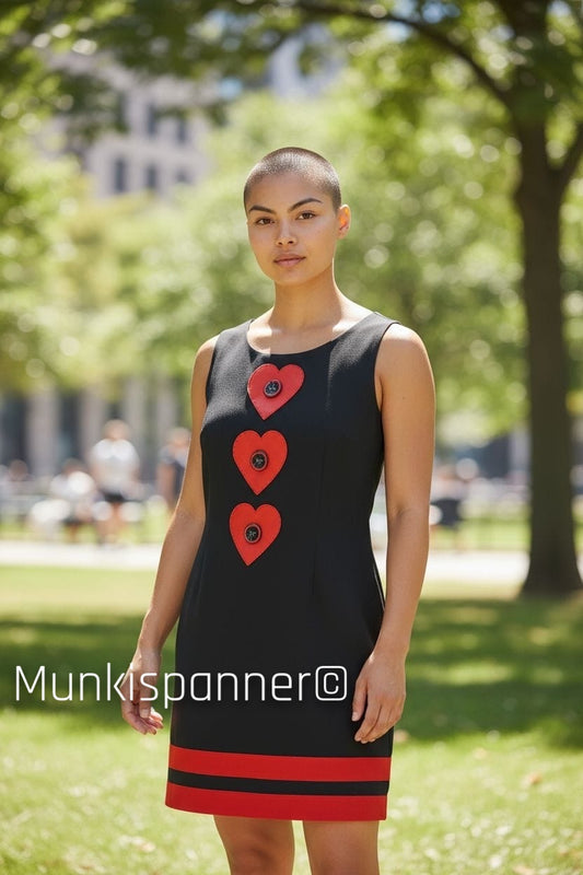 Munkispanner Revamped Vintage - Black and Red Button Heart Dress