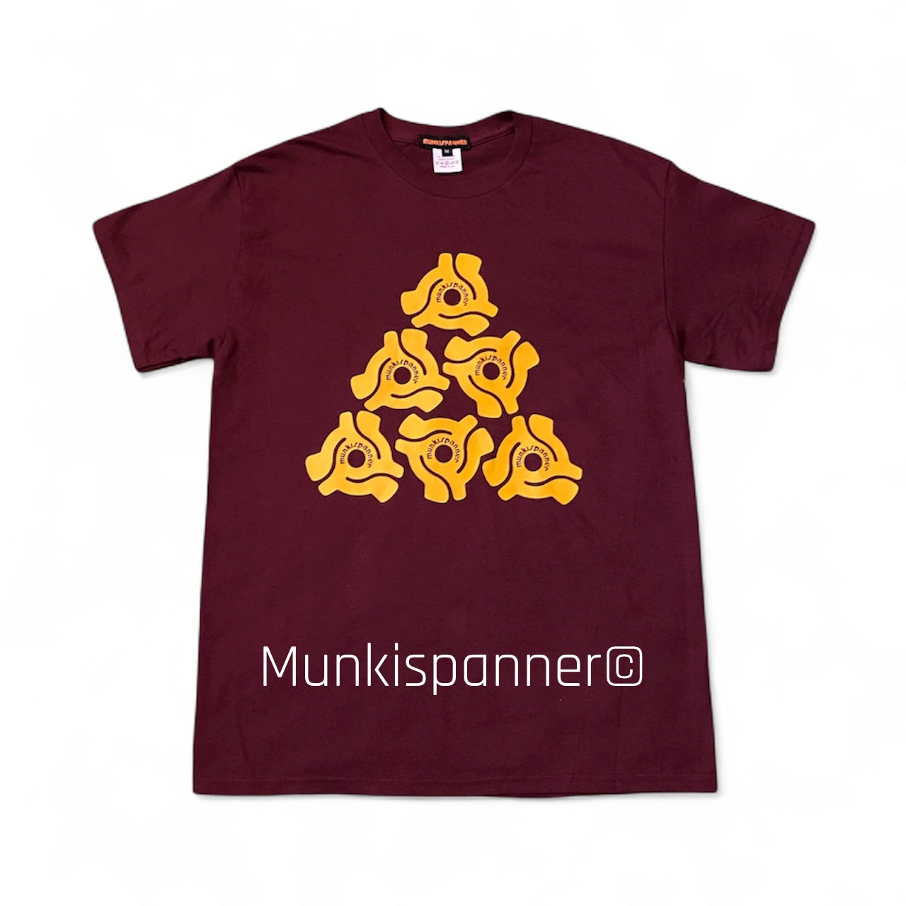 Munkispanner Men’s Cherry Red 45rpm Adapter T-shirt Size M