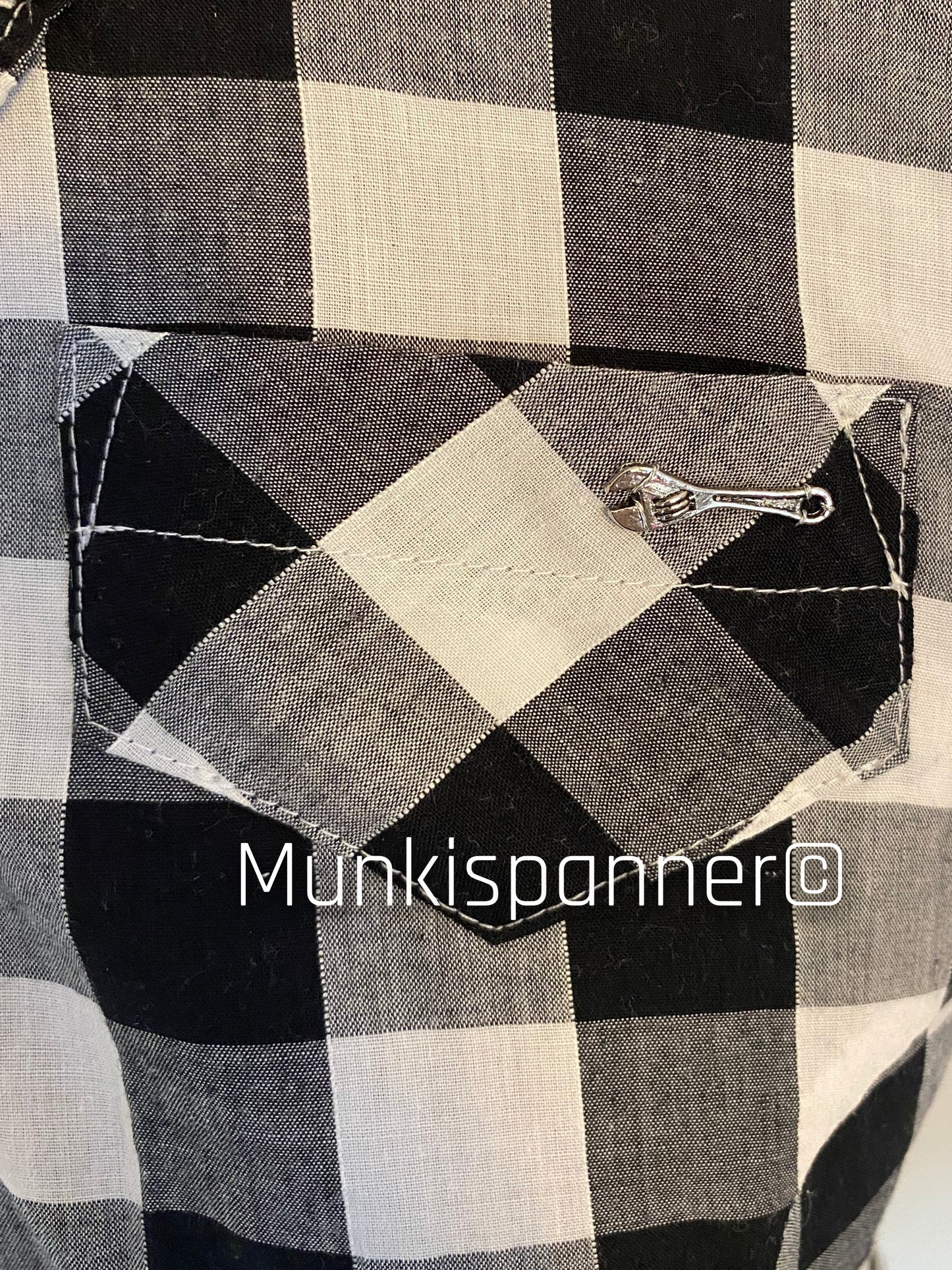 Sample Sale - Munkispanner Original Black, White and Red Oversized Gingham Shirt Dress