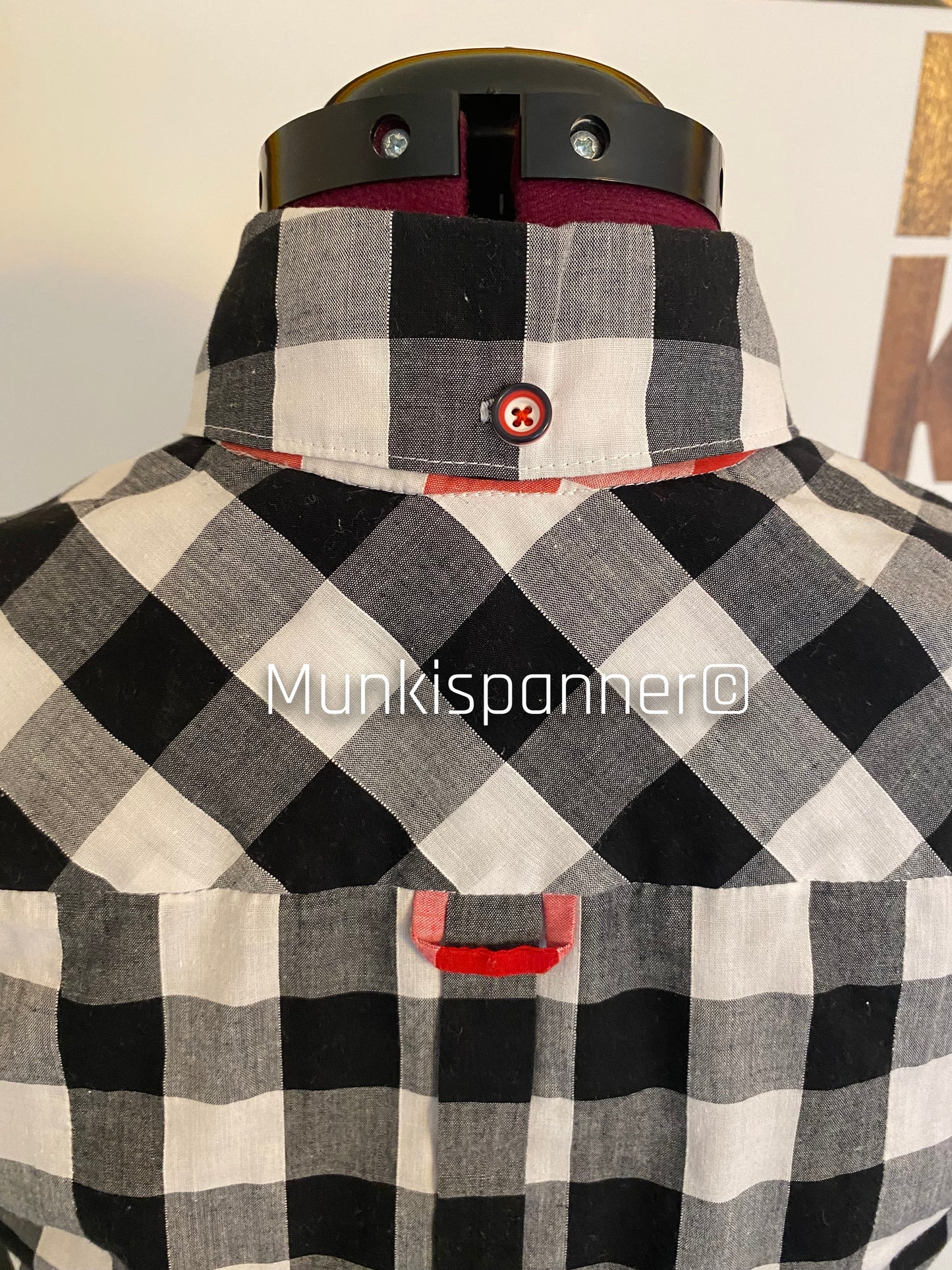 Sample Sale - Munkispanner Original Black, White and Red Oversized Gingham Shirt Dress