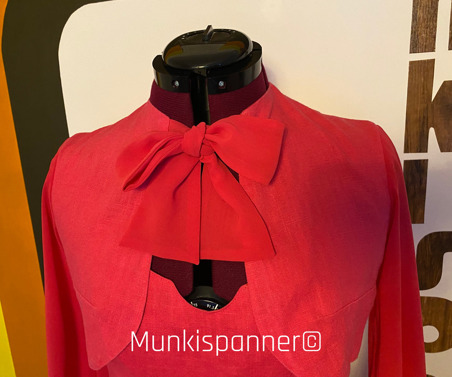Vintage Munkispanner Original - Mod Cerise Linen and Chiffon Dress Suit