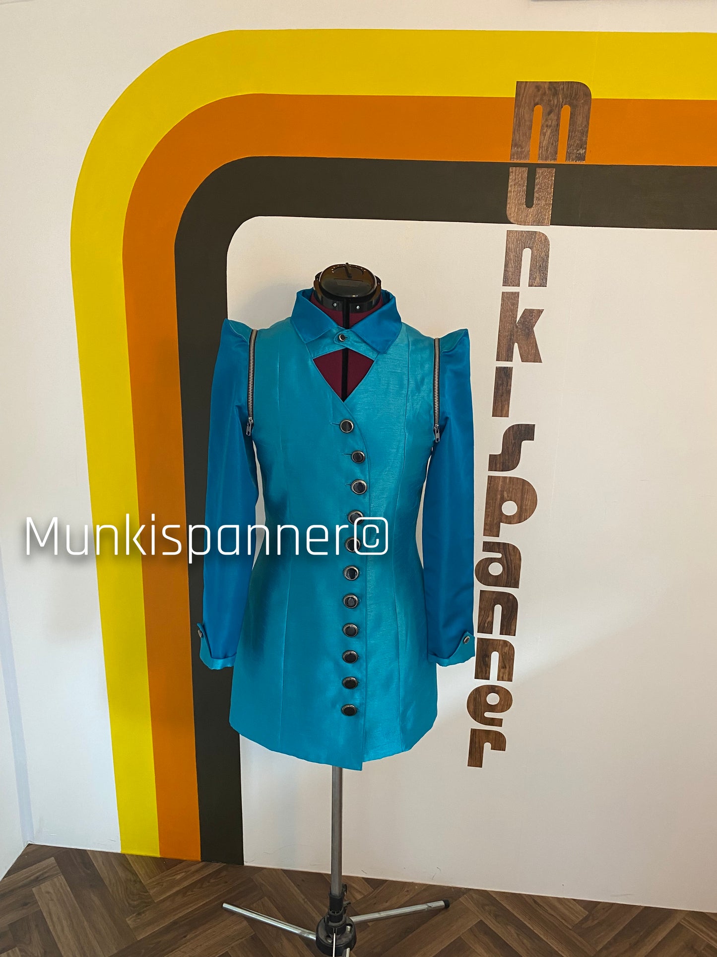 Sample Sale - Munkispanner Original - 6 Way Tonal Blue Cut Out Space Age Blazer/Dress