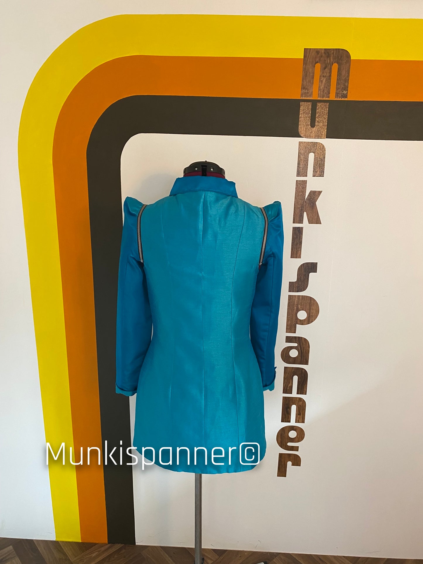 Sample Sale - Munkispanner Original - 6 Way Tonal Blue Cut Out Space Age Blazer/Dress